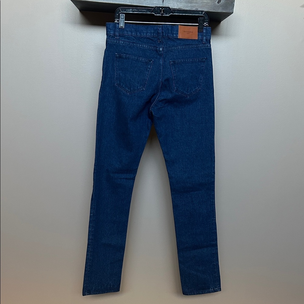 NWT SANDRO Slim Deep Blue Jeans Men's W27 Button Fly Mid Rise 5 Pocket Design - Picture 4 of 6